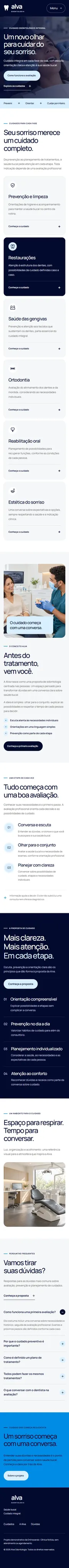 Captura completa da versão mobile de Alva Odontologia