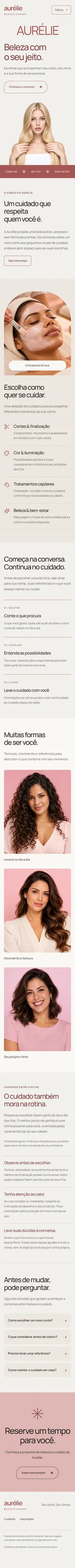 Captura completa da versão mobile de Aurélie Beleza
