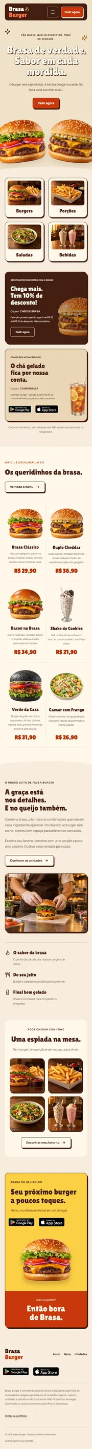 Captura completa da versão mobile de Brasa Burger