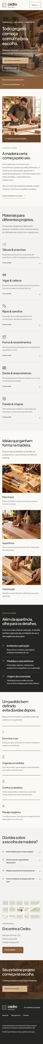 Captura completa da versão mobile de Cedro Madeiras