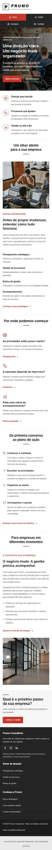 Captura completa da versão mobile de Prumo Consultoria