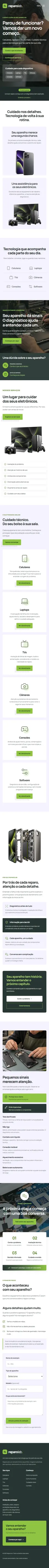 Captura completa da versão mobile de ReparoLab