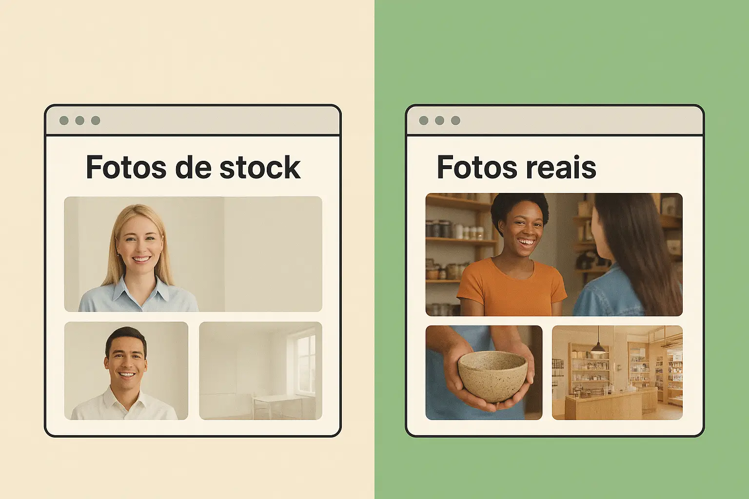 imagem de post sobre fotos autênticas - use imagens reais para construir confiança e vender mais
